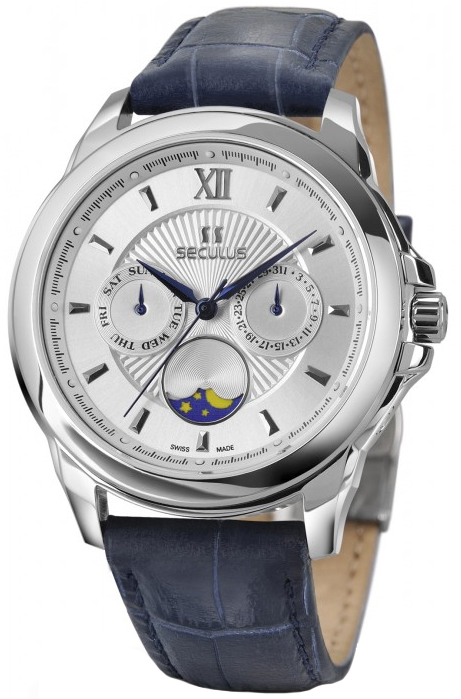 Наручные часы Seculus Galileo 1004G.4.706 white, ss, blue leather